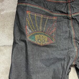 Platinum‎ Plush Womens Jeans Size 23 Denim Straight Rainbow Bling Rhinestones